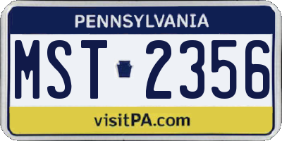 PA license plate MST2356