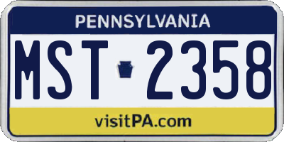 PA license plate MST2358