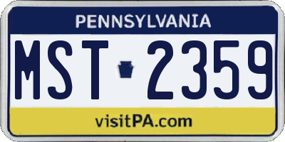 PA license plate MST2359