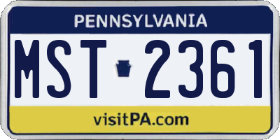 PA license plate MST2361