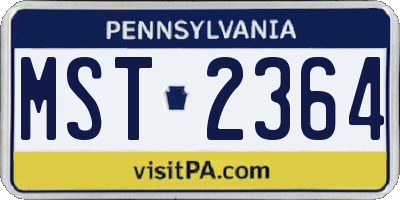 PA license plate MST2364