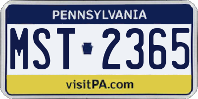 PA license plate MST2365