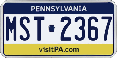 PA license plate MST2367