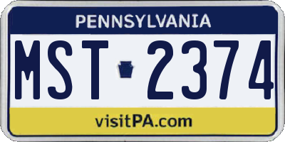PA license plate MST2374