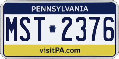 PA license plate MST2376