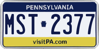 PA license plate MST2377