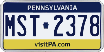 PA license plate MST2378