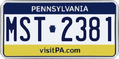 PA license plate MST2381