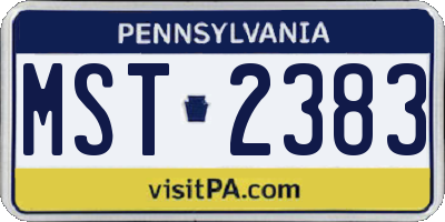 PA license plate MST2383