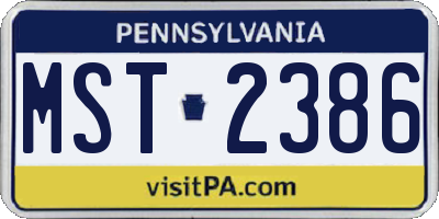 PA license plate MST2386