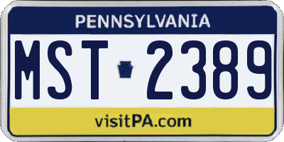 PA license plate MST2389