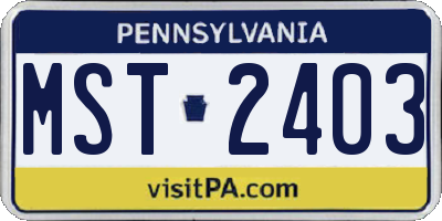 PA license plate MST2403