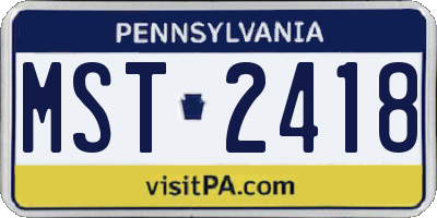 PA license plate MST2418