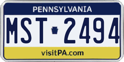 PA license plate MST2494
