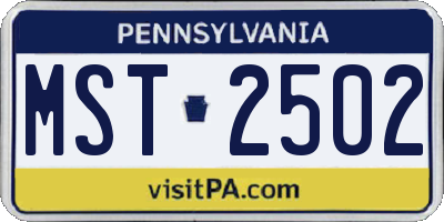 PA license plate MST2502