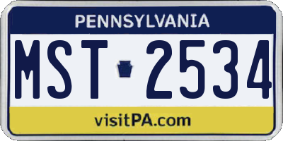 PA license plate MST2534