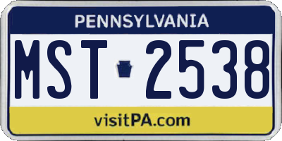 PA license plate MST2538