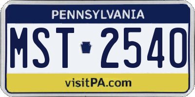 PA license plate MST2540