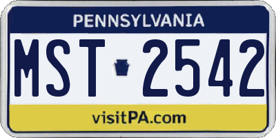 PA license plate MST2542