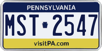 PA license plate MST2547