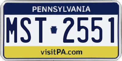 PA license plate MST2551