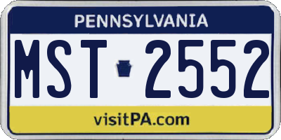 PA license plate MST2552