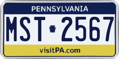 PA license plate MST2567