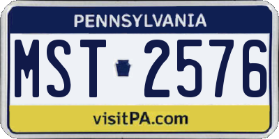 PA license plate MST2576