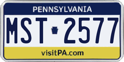 PA license plate MST2577