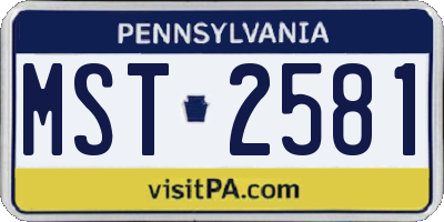 PA license plate MST2581