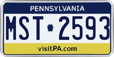 PA license plate MST2593