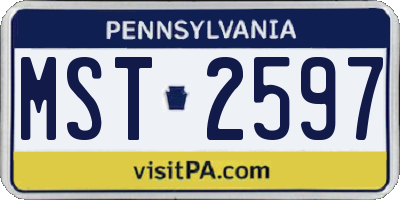 PA license plate MST2597