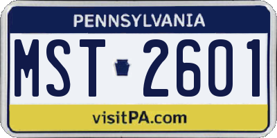 PA license plate MST2601
