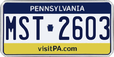 PA license plate MST2603