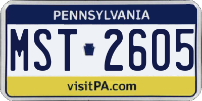 PA license plate MST2605