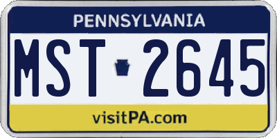 PA license plate MST2645
