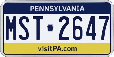 PA license plate MST2647