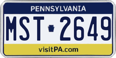 PA license plate MST2649