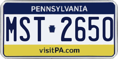 PA license plate MST2650