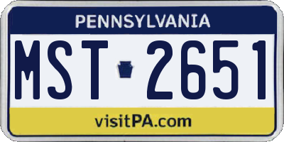 PA license plate MST2651