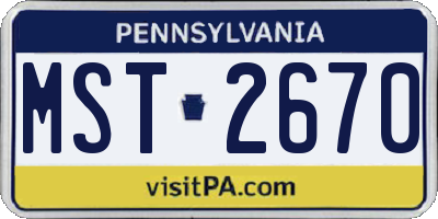 PA license plate MST2670