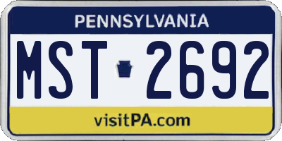 PA license plate MST2692