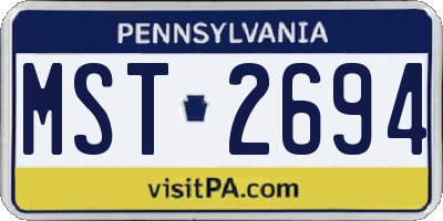 PA license plate MST2694