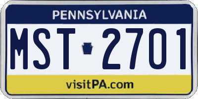 PA license plate MST2701