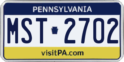 PA license plate MST2702