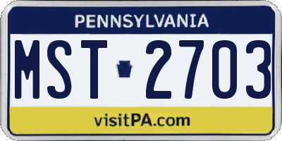 PA license plate MST2703