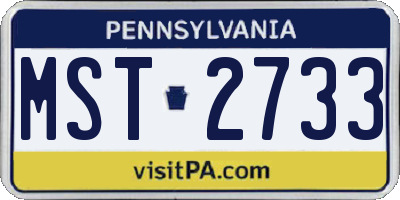 PA license plate MST2733