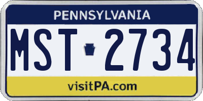 PA license plate MST2734