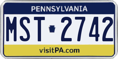 PA license plate MST2742