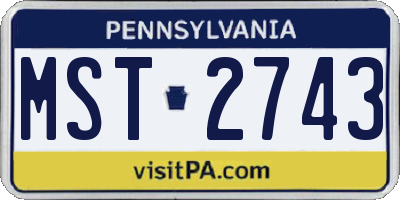 PA license plate MST2743